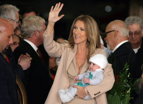 Celine Dion arrives at Caesars Palace with her husband and sons