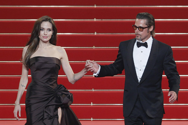 Pitt and Jolie at screening of film 'The Tree of Life' at 64th Cannes Film Festival