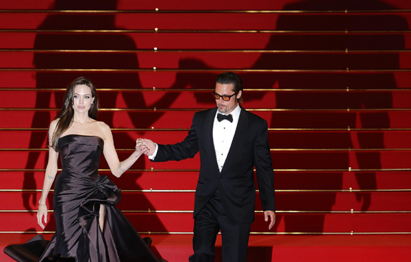 Pitt and Jolie at screening of film 'The Tree of Life' at 64th Cannes Film Festival