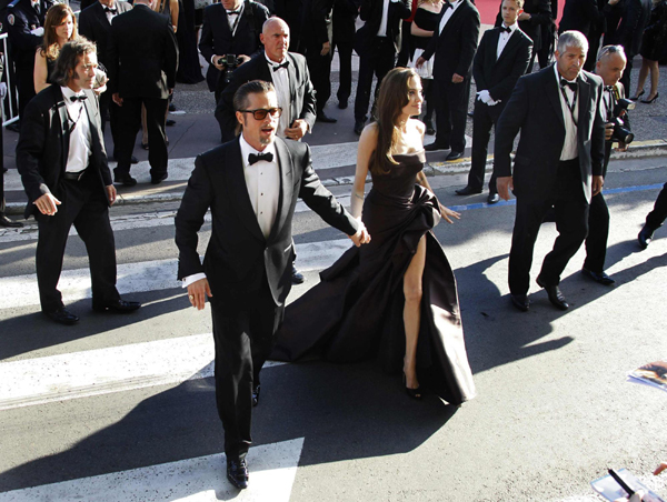 Pitt and Jolie at screening of film 'The Tree of Life' at 64th Cannes Film Festival