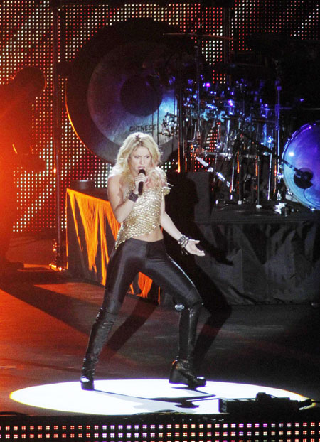 Shakira performs at opening of Olympic stadium