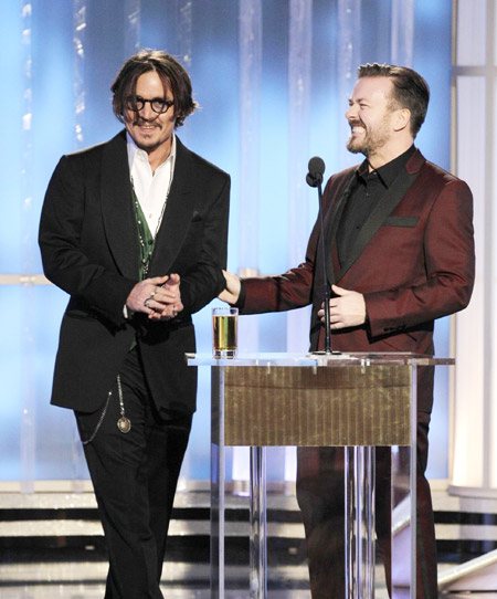 Depp, DiCaprio attend Golden Globe Awards