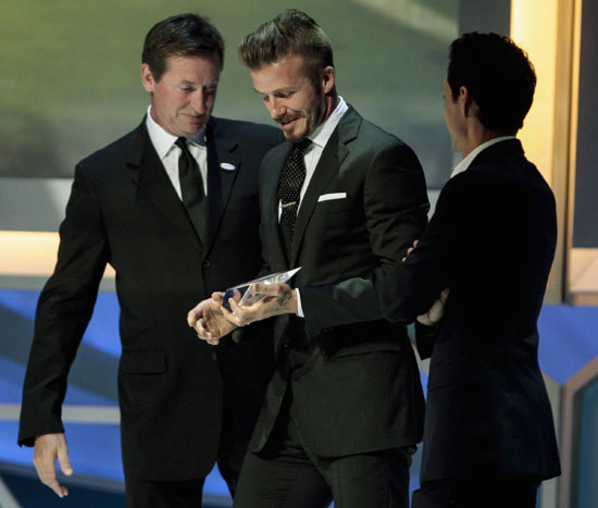 David Beckham receives award in Los Angeles