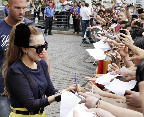 Lady Gaga signs autographs for fans