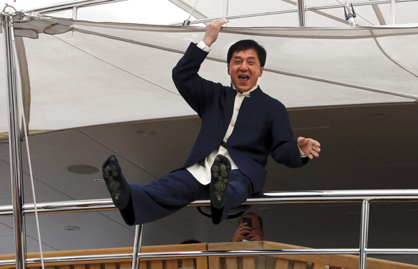 Jackie Chan promotes 'Skiptrace' in Cannes