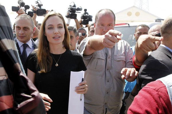 Angelina Jolie attends UN news conference in Syria