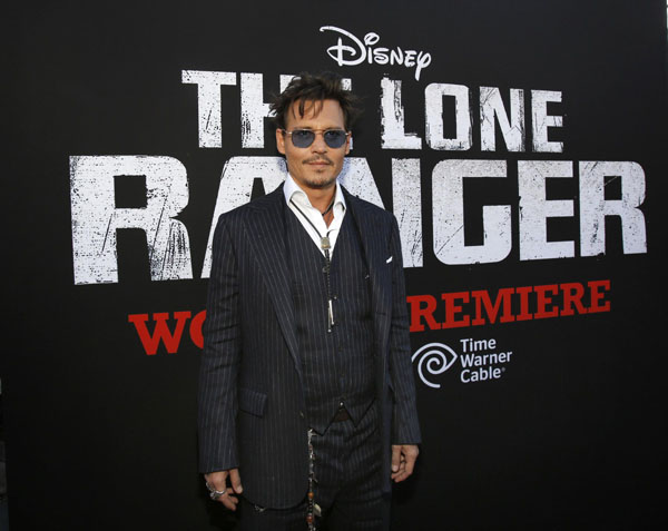 Depp attends premiere of 'The Long Ranger' in California