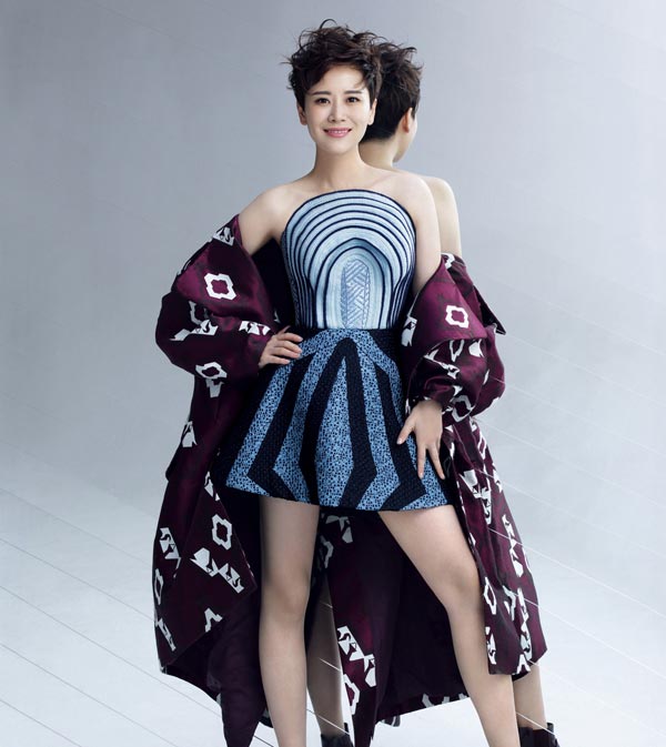 Hai Qing poses for fashion shots