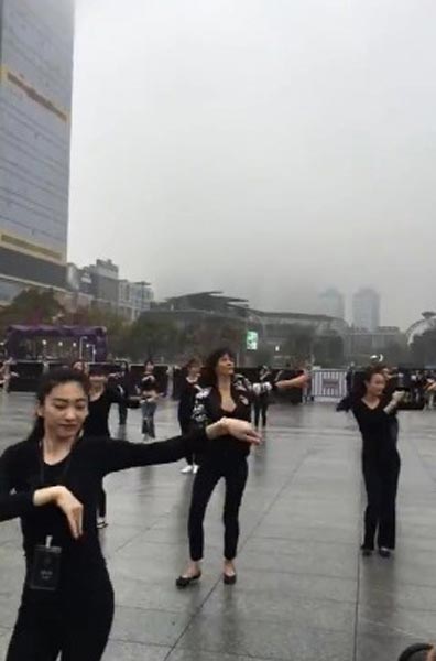 Sophie Marceau goes square dancing in Guangzhou