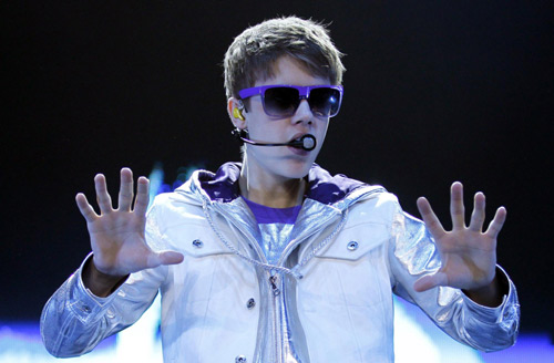 Justin Bieber performs during concert in Belgium