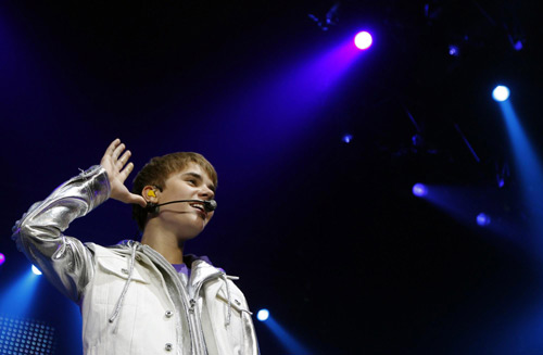 Justin Bieber performs during concert in Belgium