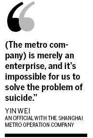 Metro taken to task for suicides in Shanghai