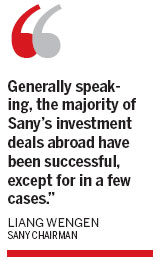 Sany searching for M&A deals in EU