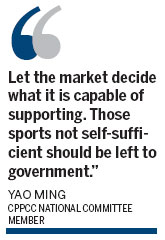 Yao stands for improving China's sports programs