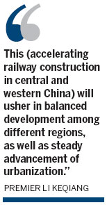 Li points way for railways reform, urbanization