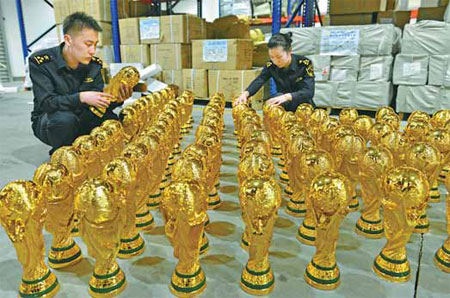 Unauthorized replica World Cup trophies seized in anti-piracy swoop