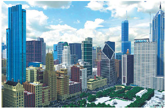 Minecraft model of Chicago - from trees to towers