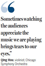 Chinese musicians play at the top