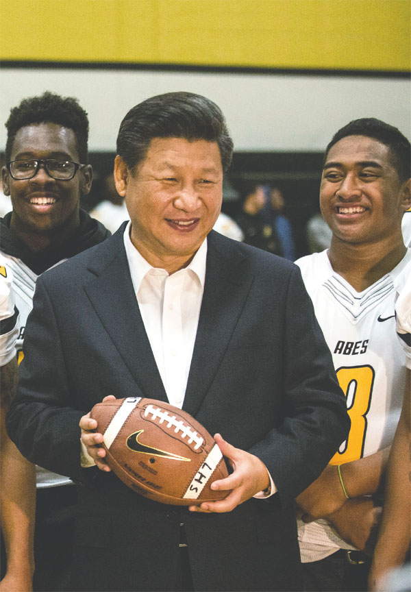 Chinese President Xi Jinping visits with high school football team in Tacoma, Washington WIN-WIN!
