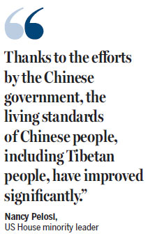 Pelosi praises progress in Tibet