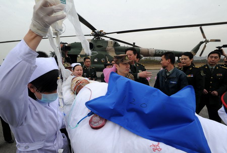 Fire victim airlifted