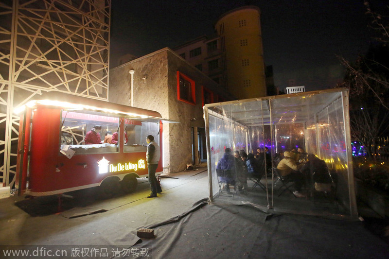 Modern food van with ancient look in Shanghai