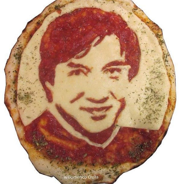 Celebrity-patterned pizza: eat me softly