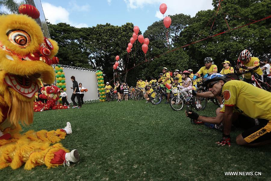 Bike-riding activity held to celebrate Chinese Lunar New Year in Brazil