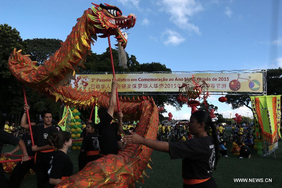 Bike-riding activity held to celebrate Chinese Lunar New Year in Brazil