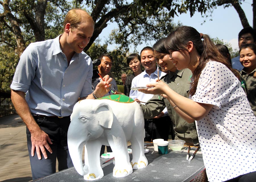 Prince William visits Asian elephant park in SW China