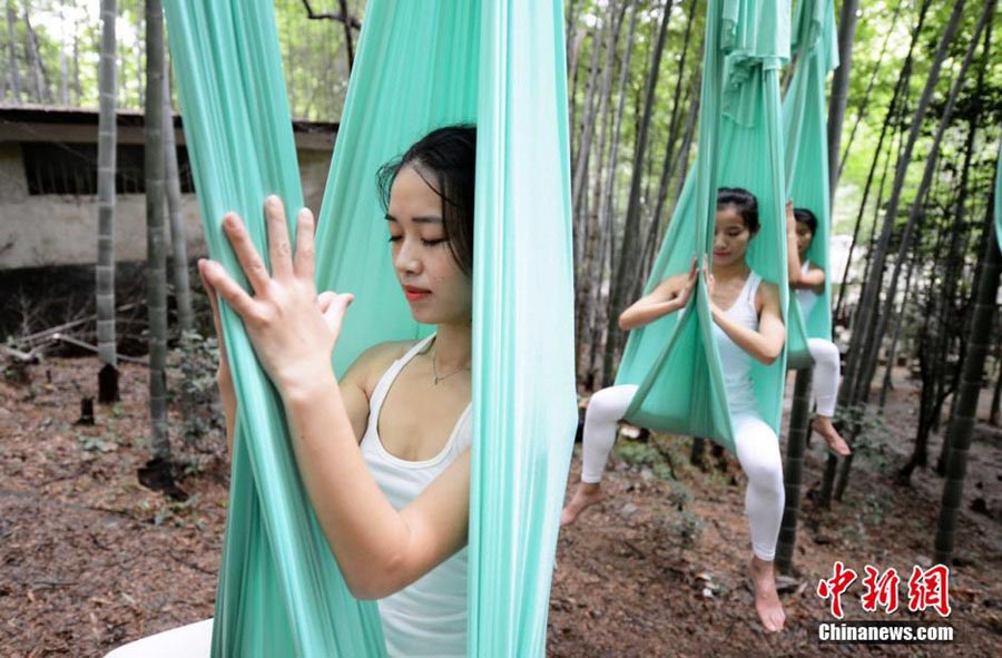 Practicing yoga in nature