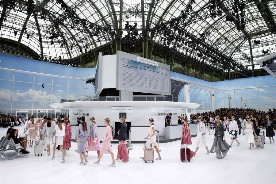 All aboard Chanel Airways as Lagerfeld's imagination takes flight