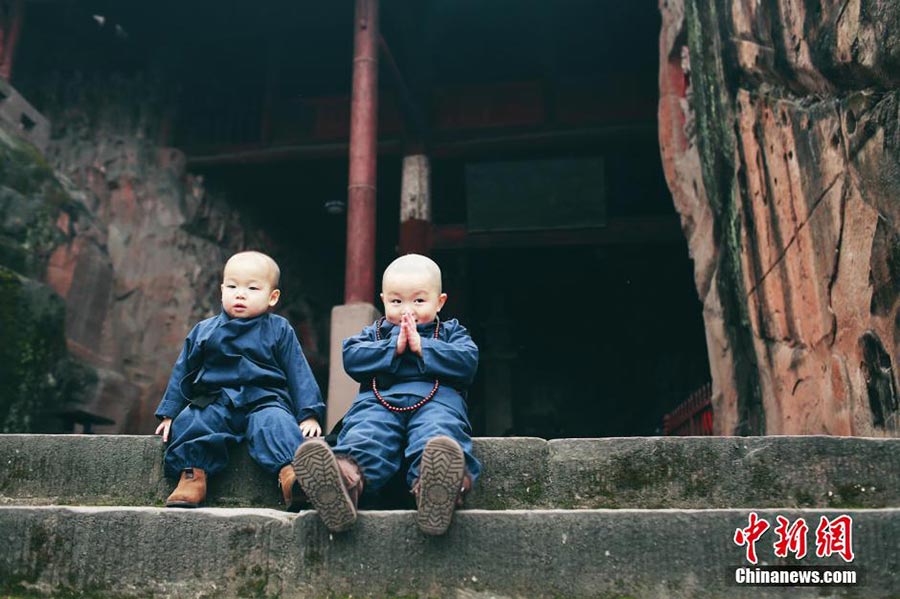 Adorable 'little monks' go viral online