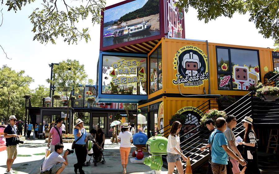 Food festival opens at 'container town' in Beijing