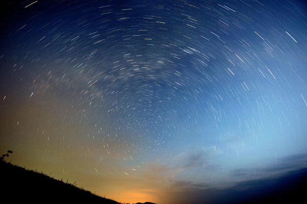 Meteor shower illuminates night sky