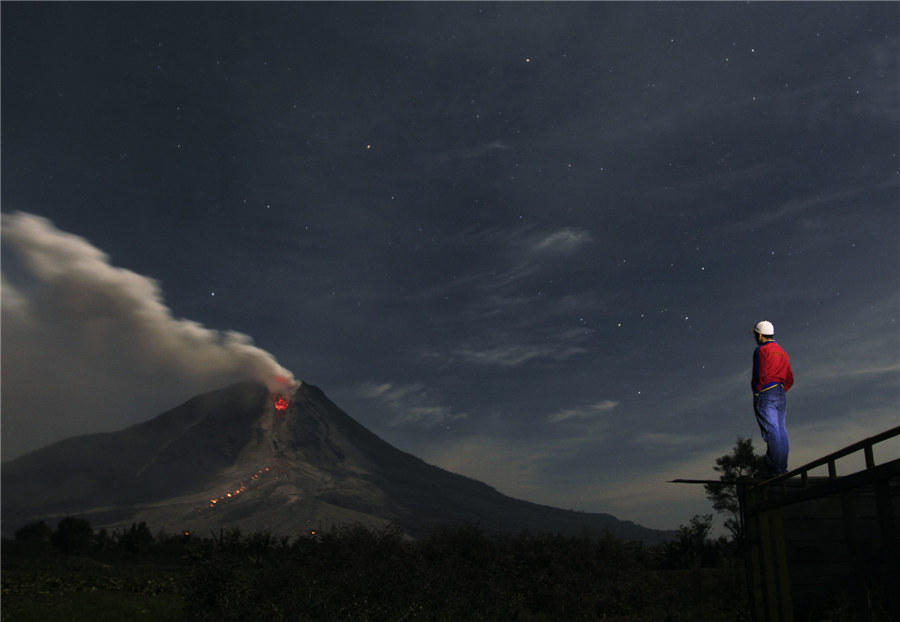 Mount Sinabung erupts