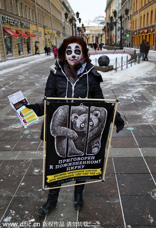 Protest agaist animal abuse in St Petersburg
