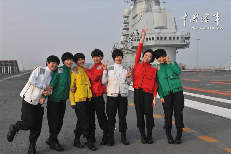 Women stake claim for equality on aircraft carrier