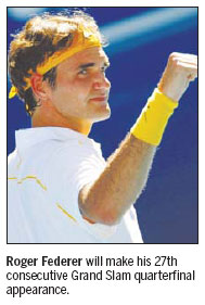 Federer equals quarters record