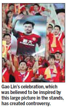 Guangzhou striker Gao's salute draws ire of fans