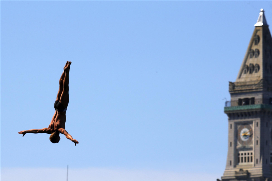 Cliff diving in the city