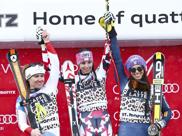 Puchner takes shock downhill win as Vonn collects title