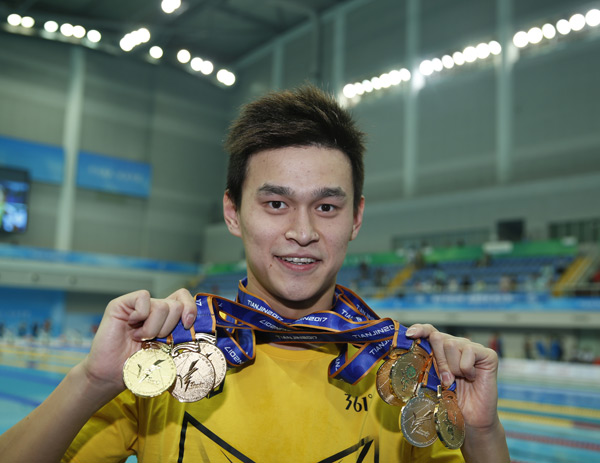 Sun Yang sweeps 6 golds, 1 silver at Chinese National Games