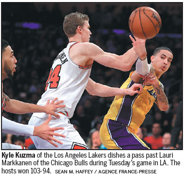 Plucky Lakers rebound to put the bite on Bulls