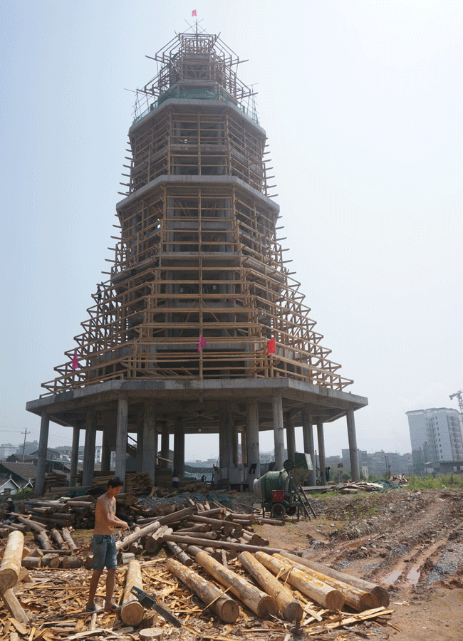 Tallest drum tower of Dong ethnic group under construction