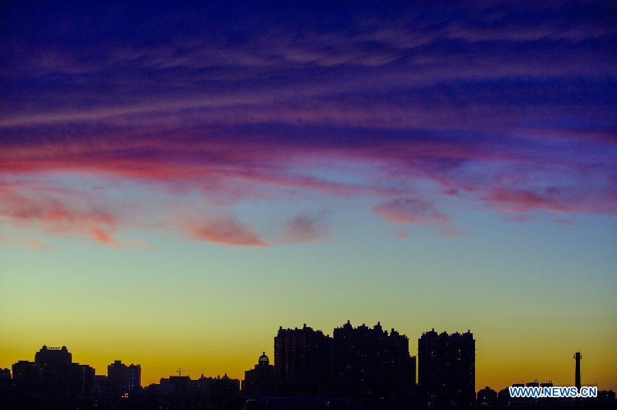 Marvelous sunset glow in China's Harbin