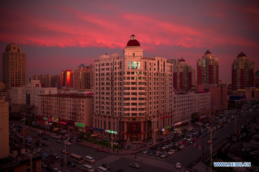 Marvelous sunset glow in China's Harbin