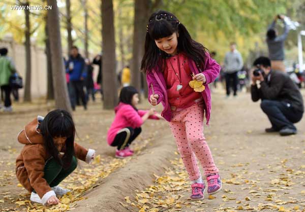 People enjoy autumn in Beijing