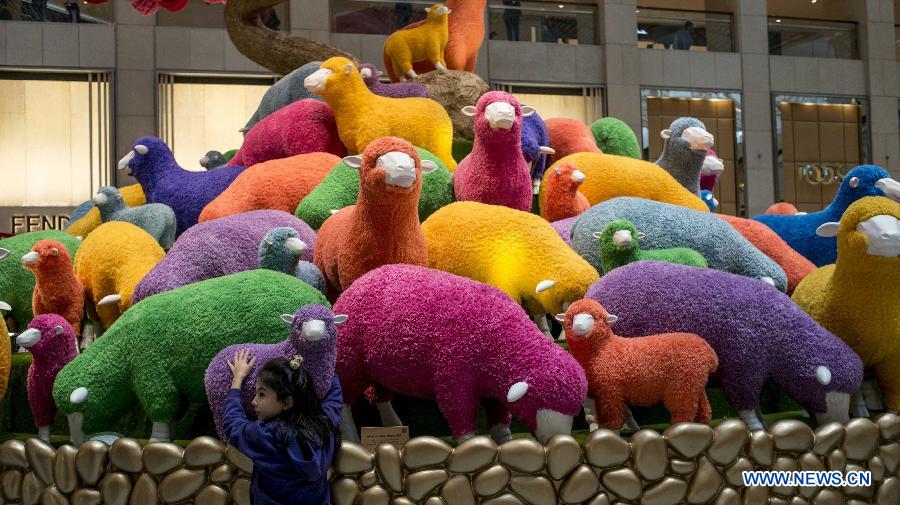 Colorful sheep desplayed in HK