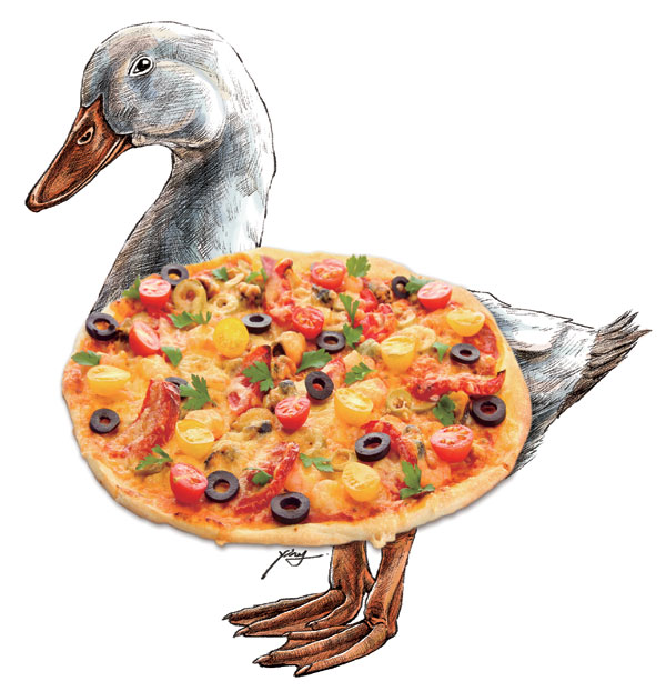 Wise Quacks? Peking duck on a pizza